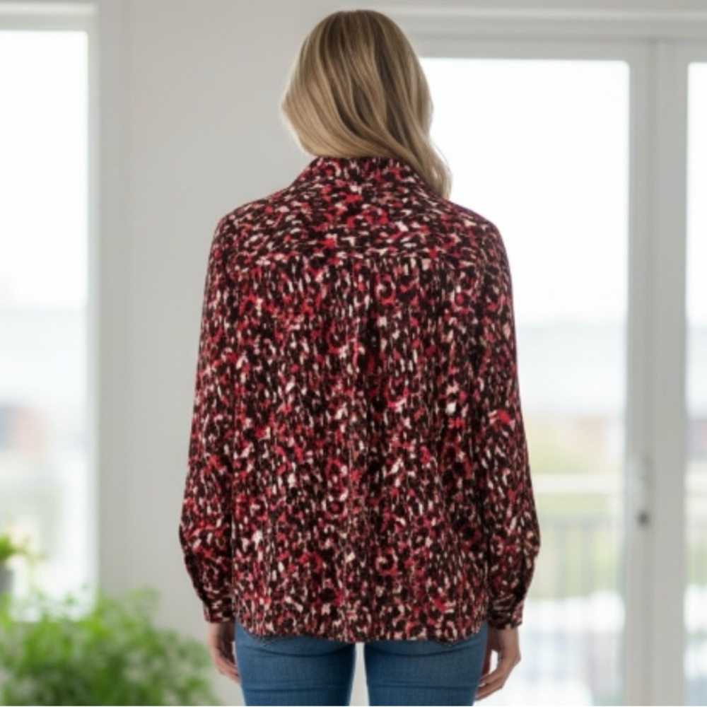 Notations Long Sleeve Button Up Career Painterly Blouse - Picture 3 of 14